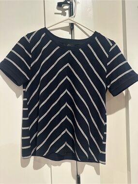 J. Crew Navy and White Short-Sleeve Striped Tee